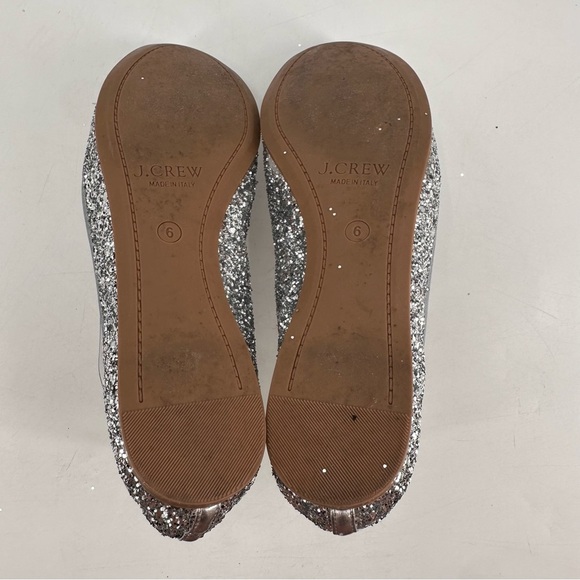 J. Crew Glitter Silver Sparkle Ballet Flats Size 6 - Picture 5 of 6